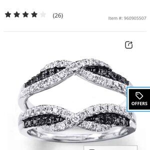 Kay Jewelers Size 7 Black Diamond Enhancer/Wedding Band